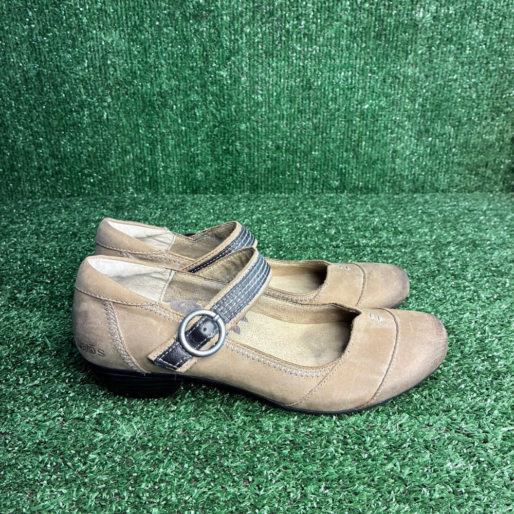 Taos Virtue Leather Mary Jane Buckle Strap Comfort Casual Pump Tan Womens Sz 7.5